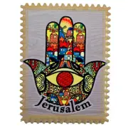 Hamsa Ceramic Magnet - Jerusalem