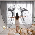 Window Grey Sheer Curtains 95 Inches Length 2 Panels Voile Light Filtering