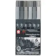 Sakura Koi Colouring Brush Pens Gray 6 Pack