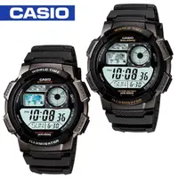 在飛比找momo購物網優惠-【CASIO 卡西歐】模擬飛機儀表板環球數位電子錶(AE-1