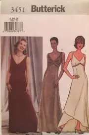 Butterick Misses' Evening/Formal Gowns 3 Versions Pattern 3451 Size 14-18 UC/FF