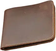 [ANDRESLAD] Men Leather Wallet Retro Short Foldable Purse Multifunctional Holder with Multiple Dividers for Cash Cards Durable Coffee Colored Leather Present for Him