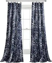 [Lush Decor] Forest Window Curtain Panel (Set of 2), 84 x 52, Navy