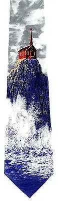 Church on Sea Cliff Men's Neck Tie Religious Christian Worship Gift Necktie