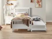 Durham Open Post Bed Frame With Trundle - King Single / White