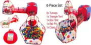 Playz 6-Piece Kids Play Tents Crawl Tunnels and Ball Pit Popup Bounce...