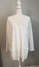 Eileen Fisher Organic Linen Cotton V-neck White Button Front Cardigan Top Large