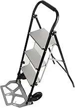 3 Step Ladder, Ergonomic Portable Non Slip Folding Stool Cart, Aluminum Alloy, 150kg Load Capacity, Home, Kitchen, Office, with Fast Folding, Space Saving