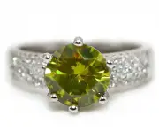 3CT Peridot & White Topaz 925 Solid Sterling Silver Ring Jewelry Sz 7