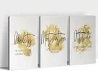 Inspiring 3-Piece Canvas Wall Art Set - Motivational Quotes for Your Office