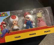Nintendo Super Mario Toad, Mario, and Peach Action Figure Set - 3pk