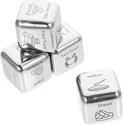 ERINGOGO 4pcs Stainless Steel Dinner Decision Dice Creative Props Game Dice for Fun Meal Selection Reusable Food Decider Cubes