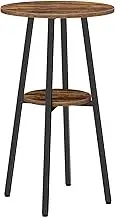 HOOBRO Bar Table, Round 2-Tier Bistro Table with Storage, 95 cm High Top for Small Spaces and Kitchen, Top Particleboard, Easy to Assemble, Rustic Brown BF55BT01
