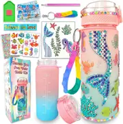 Decorate Your Own Water Bottle Kits for 3 4 5 6 7 8 Year Old Girls, Mermaid Toys Painting Crafts,(Mermaid 600ml)