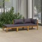 Outdoor Lounge Set 3 Pcs Solid Acacia Wood Modular Patio Sofa With Cushions