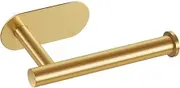 LAYUKI Gold Toilet Paper Holder Self Adhesive,SUS 304 Stainless Steel,Rustproof Wall Mount,Toilet Roll Holder No Drilling,Brushed Gold for Bathroom/Washroom/Kitchen(Gold, 1 Piece)