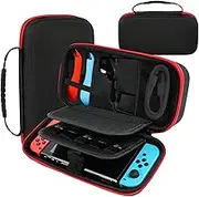 Aolso Switch Carrying Case Compatible with Nintendo Switch/Switch OLED, Portable Hard Shell Pouch Carrying Travel Game Bag with 20 Game Cartridge, Travel Carry Case Fit Joy-Con and AC Adapter (Red),