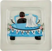 Mud Pie Mrs Car Glass 9" x 9" PLATTERS & TRAYS, White