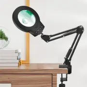Magnifying Glass Light Clamp Desktop Lamp Stand Desk Table Close Work Up for ...