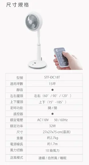 IRIS OHYAMA STF-DC18T 直立式3D循環扇 風扇 遙控 上下左右擺動 14坪 (9.2折)