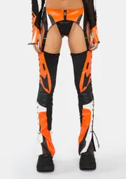 [Namilia] Orange Moto Suspender Chaps