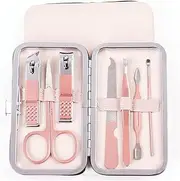 CVBFDB 7Pcs/Set Professional Manicure Set Stainless Steel Nail Clippers Nail Art kit with Travel Case Beauty Makeup Tools