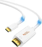 USB C to HDMI Cable 4K@60Hz for Home Office, Type C to HDMI, Thunderbolt 4/3 Compatible for iPhone 15/Pro/Plus/Max, MacBook Pro/Air, iPad Pro, Galaxy S23/ S22, Surface Book, 3FT White