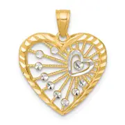 10K Yellow W/Rhodium Heart Charm