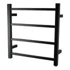 Square Matte Black Electric Heated Towel Rack 4 Bars Wall Mounted Towel Rail