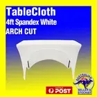 Tablecloths ARCH CUT Fitted DJ Table Cloths 4ft Spandex White Wedding Trestle
