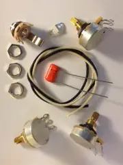 Wiring Harness Kit For J Bass CTS 450G Knurled Pots .033uf 225P Orange Drop Cap
