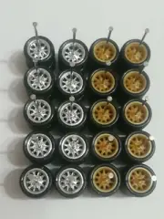 CUSTOM HOT WHEELS RUBBER TIRES JDM WHEELS 10MM 10 SETS 1/64 BBS 3 Colour
