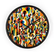 Home Decor Wall Clock Abstract African Modern Art Colorful Designer Classy Room