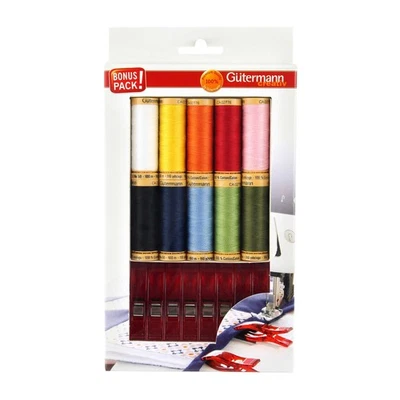 Gutermann Thread Cotton 100mt Set 10rl With 8clips Gutermann 734585