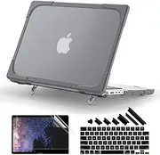 Batianda for New MacBook Pro 14 inch Case M4 M3 M2 Pro/Max Chip 2024 2023 2021 Release Model A3401/A2918/A2992, Heavy Duty Shockproof Hard Shell Protective Cover Fold Kickstand & Keyboard Cover, Gray
