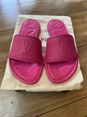 New Louis Vuitton Magnetic Flat Mule, Fuschia, 38 (Runs 39)