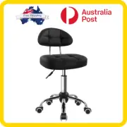 Black Square Swivel Stool with Wheel for SPA Massage Adjustable Rolling Chair AU