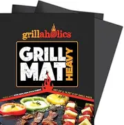 Grillaholics BBQ Grill Mat Heavy - 600 Degree Max Temperature Grilling Sheets - Set of 2 Grill Mats Non Stick - Lifetime Manufacturer Warranty