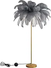 [ANram] Floor Lamp for Living Room,Feather Standing Lamp 160cm Tall for Kid's Room Decor Study,with Gold Finish,G4-LED Bulb Included