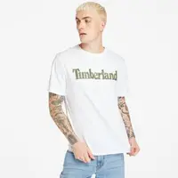 在飛比找森森購物網優惠-任-Timberland 男款白色線形LOGO迷彩印花短袖T