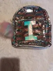 NWT Justice Girls Sequin Initial I Mini Backpack Purse