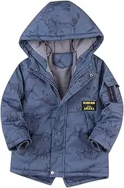 [Generic] Kids Padded Jacket Kids Boys Girls Winter Thicken Coat Cartoon Dinosaur Prints Hooded Jacket Toddler Windproof Thick Warm Outwear Lightweight Coat Girl