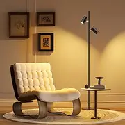 2-Heads LED Floor Lamp,CRI＞95 Industrial Tree Floor Lamp with Touch Control 4 Brightness Soft Natural Light, Elegant Tall Standing Lamps Suit for Living Room Bedroom Office (Black 3000K)