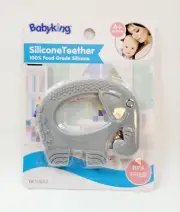 BabyKing Gray Elephant Teether Silicone Toy 6+Months BPA FREE BK1782DT Brand New