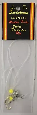 J. T. Scotchline Double Flounder Rig 3 Way Swivel, Snap, Yellow Beads, 2 Hooks