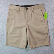 NWT Volcom Boys Frickin Chino Shorts Size 27 Khaki Modern Straight Uniform