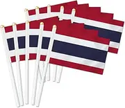 10 PCS Thailand Handheld Small Flag, Thai Hand held Mini Decor Decoration Banner