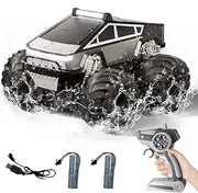RC Car,Amphibious Remote Control Car Waterproof Monster Truck,4WD All Terrain Off-Road 2.4GHZ Vehicles,1:16Scale Hobby Monster Truck Toys,RC Rock Crawler for Boys Girls Kids Age 6 7 8 9 10+(Grey)