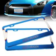 UNIVERSAL MUGEN Burnt Blue Stainless Steel License Plate Frame W Screw Caps