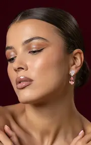 [Harakh] Cascade Cherry Drop 18K Rose Gold Morganite Earrings